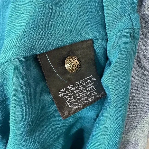 MAEVE Anthropologie Size 6 Teal Cold Shoulder Leaf Floral Print Dress‎ - Picture 4 of 6